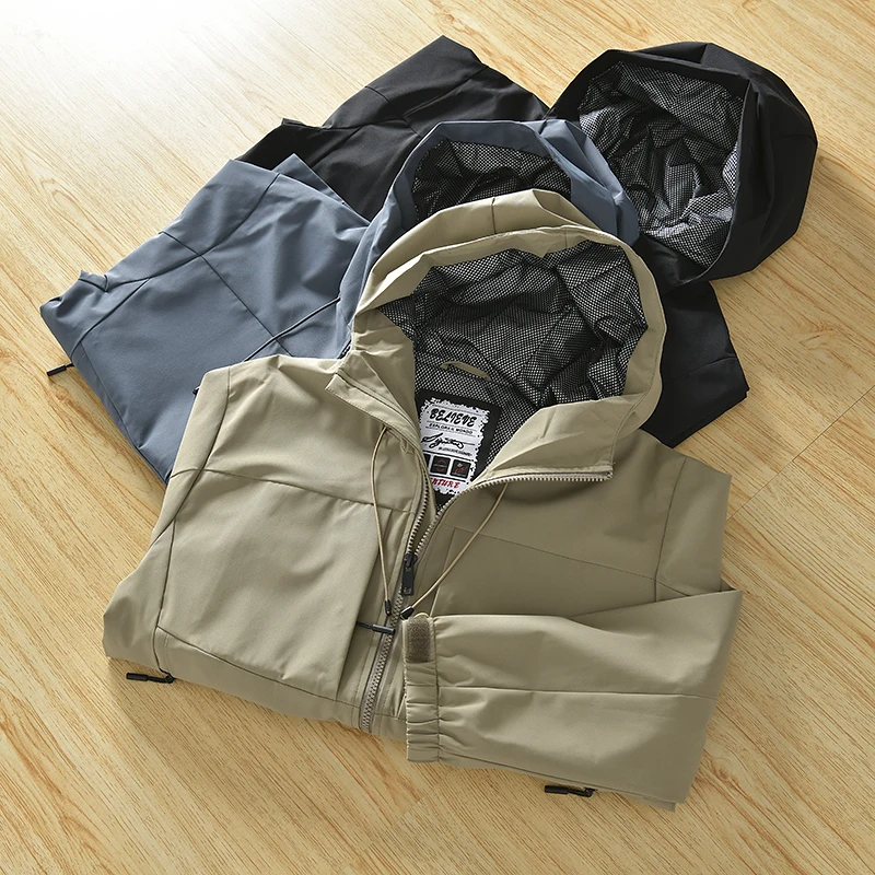 

Outdoor Professional Windproof Waterproof Men's Casual Sports Jacket Hooded Coat Autumn Leisure Fashion Youth Long Sleeve Zipper