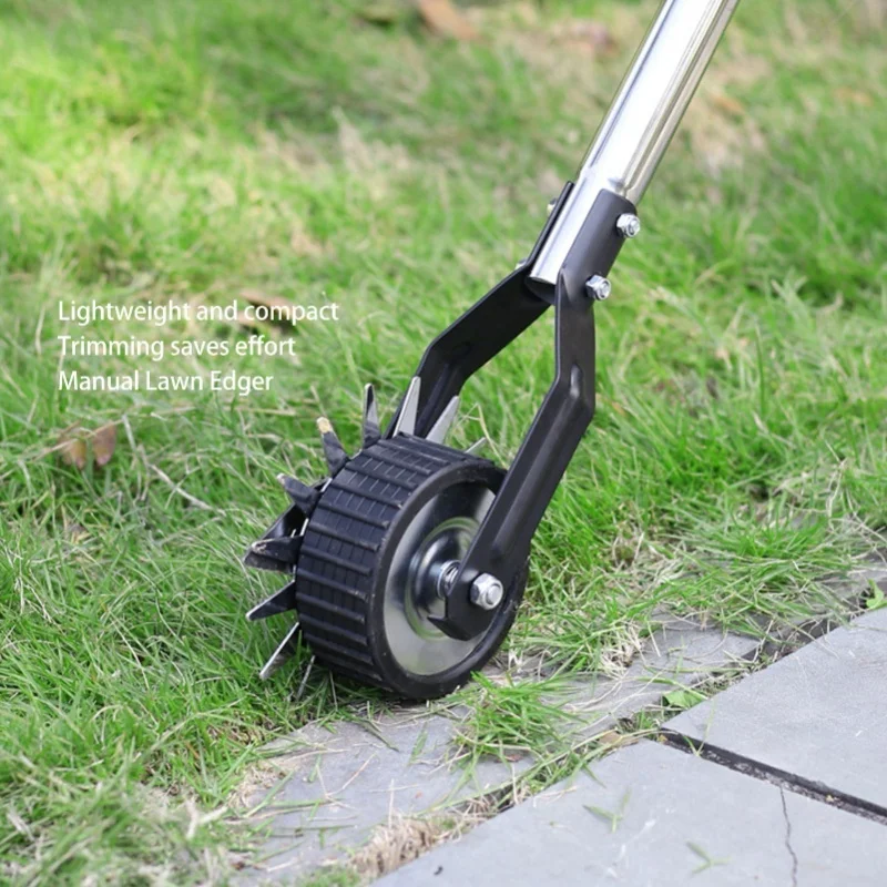 Rotary Lawn Edger With Single Wheel Manganese Stainless Steel Manual Lawn Edging Cutter With Handle For Yard Garden Landscape