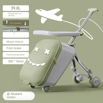 39,8 l großer Kinderkoffer zum Sitzen und Fahren auf Gepäck, faltbarer Baby-Boarding-Koffer, Erweiterungs-Trolley, Reisetasche