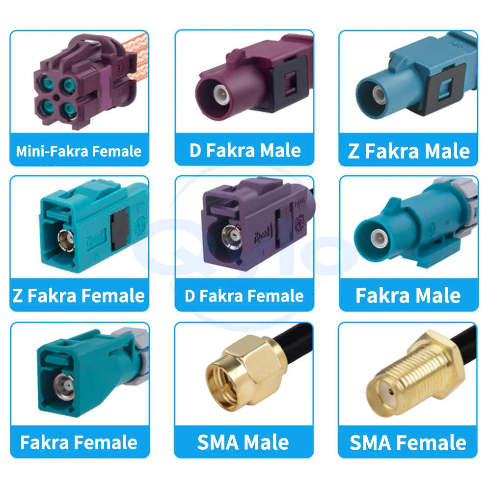 Tyco Mini FAKRA 4-in-1 D-Type Purple to SMA/FAKRA RG316D Brown Silver-Plated Cable FAKRA to SMA Cable (1 pcs)