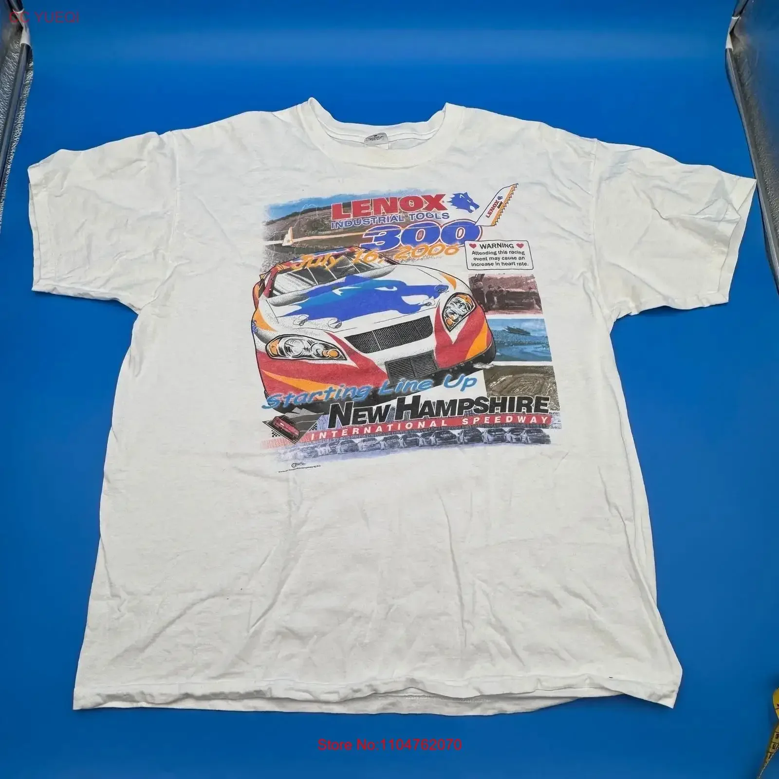 Lenox Industrial Tools 300 New HH International Speedway 2006 Camiseta masculina branca vintage lavada e elástica estilo streetwear