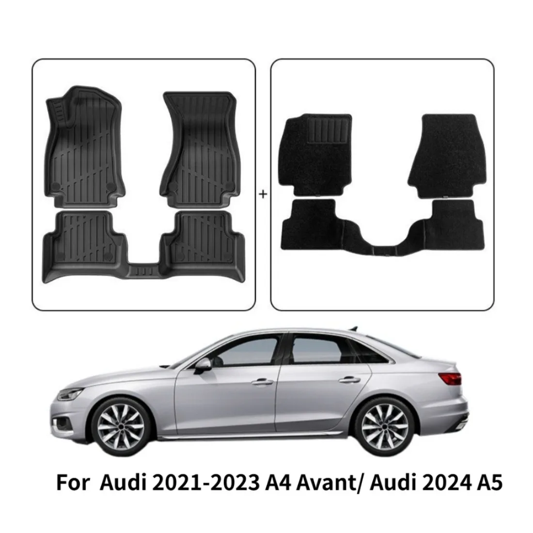 

Applicable for 2021-2023 Audi A4 Avant / 2024 Audi A5 car mats TPE mats trunk mat