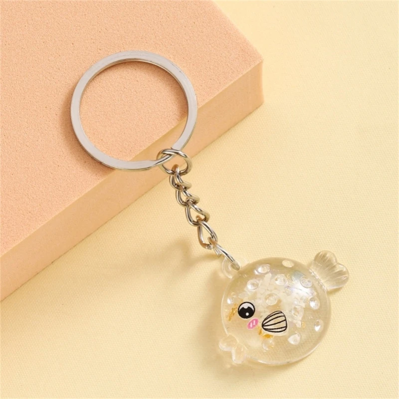 Fast Reach 8pcs Luminous Puffer Fish Key Ring Set Silicone Puffer Fish Keychain Glowing in Dark Key Identifier Keyrings Charm