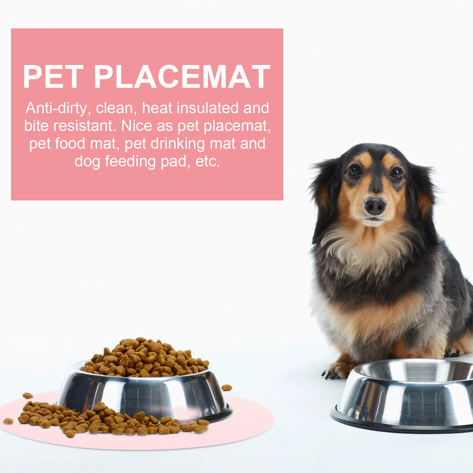 

1Pcs Round Silicone Pet Placemat Leakproof Design Waterproof Feeding Mat Heat Insulated Dog Food Pad Pink Silicone Placemat
