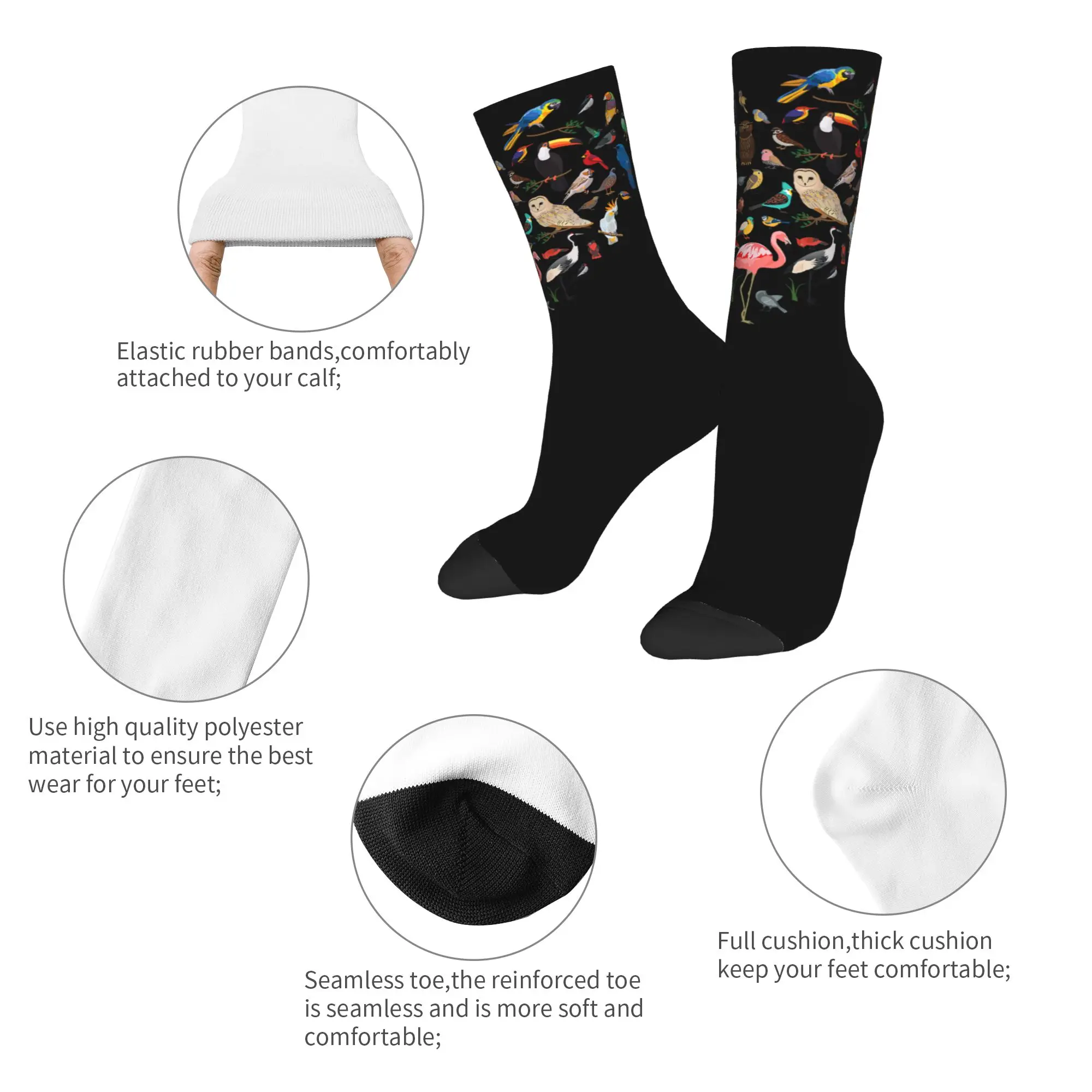 Happy Funny Men's Socks Crazy How to Identify Birds Birding Bird Watcher Sock Polyester  Graphic Women Socks Spring Summer