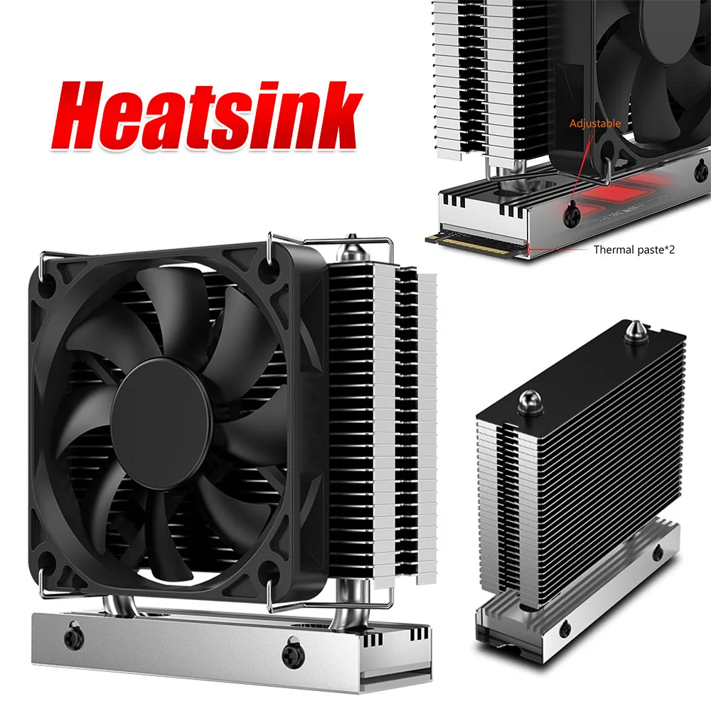 

M.2 2280 SSD Cooling Heatsink with 6010 Fan Aluminum Heatsink PCIe4.0/5.0 Solid State Drive Radiator for Desktop PC