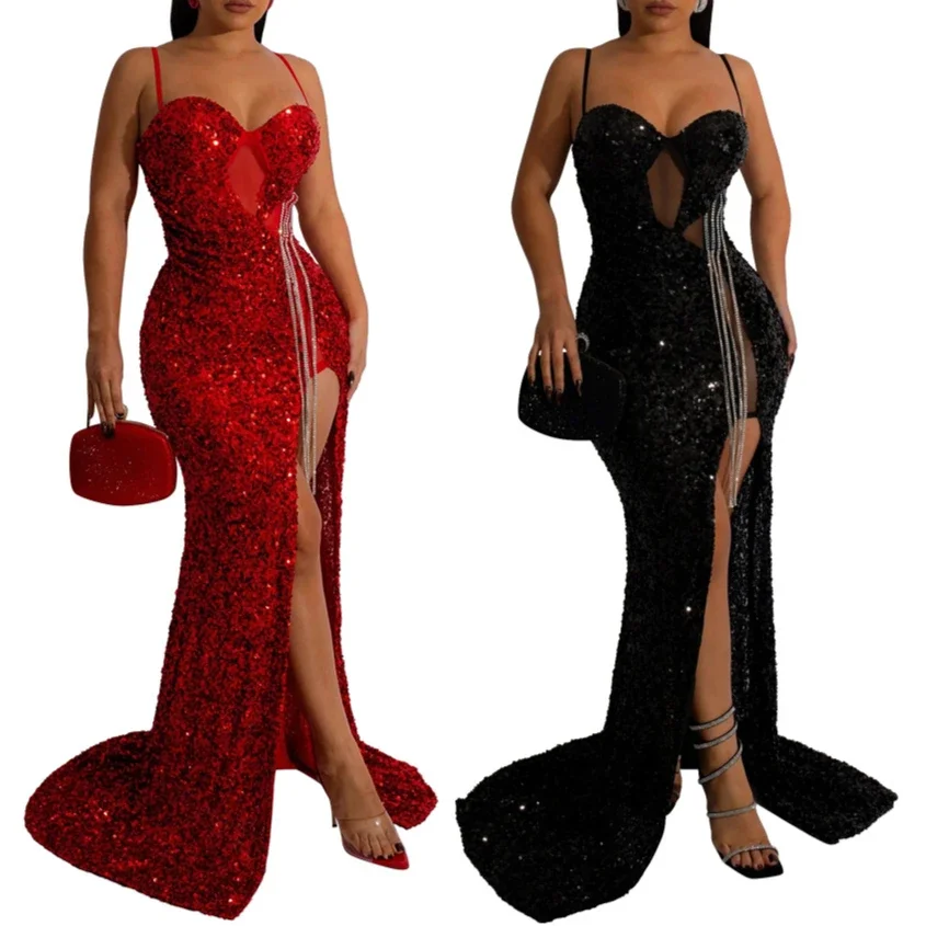 Women's Dress Sexy Irregularity Elegant Party Dresses High Slit Woman Clothing Welcome Ready Christmas Evening Prom Dresses Xiy7