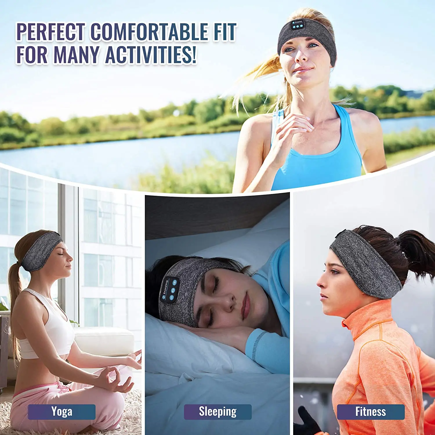 Thin Soft Bluetooth Sports Bandana Headband Elastic Comfortable Music Eye Mask Headband Wireless Bluetooth Sports Yoga Band