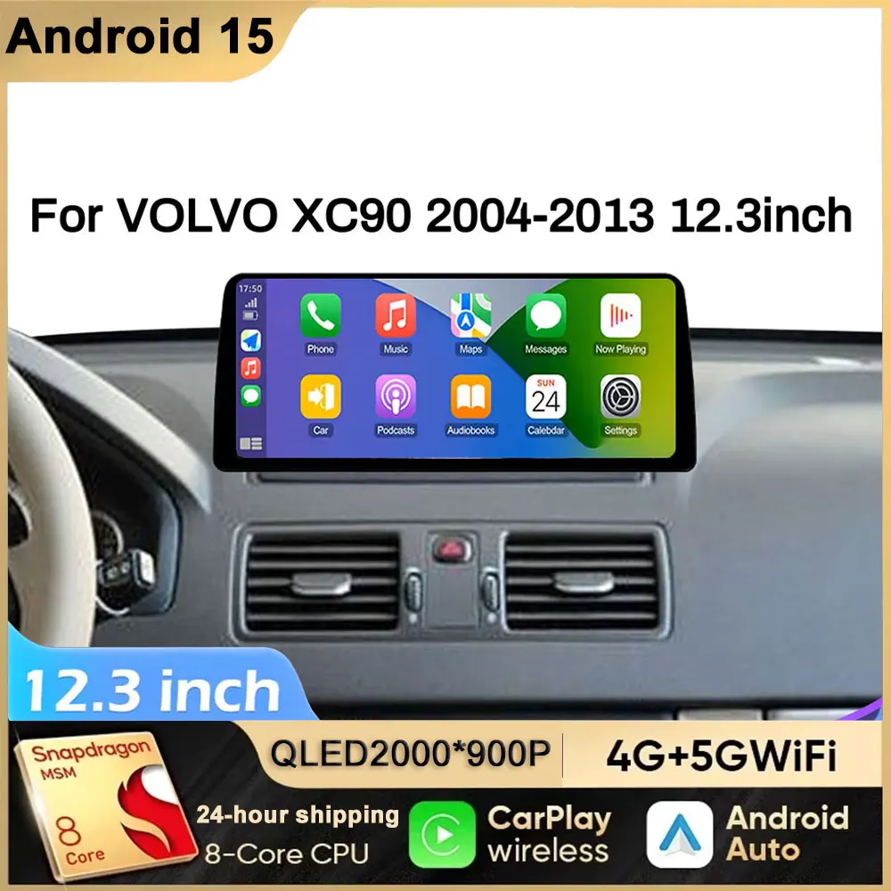 12,3 zoll Für VOLVO XC90 2004 2005 2006-2013 Auto Radio Android Multimedia Drahtlose Carplay Navigation Stereo Kopf einheit Bildschirm