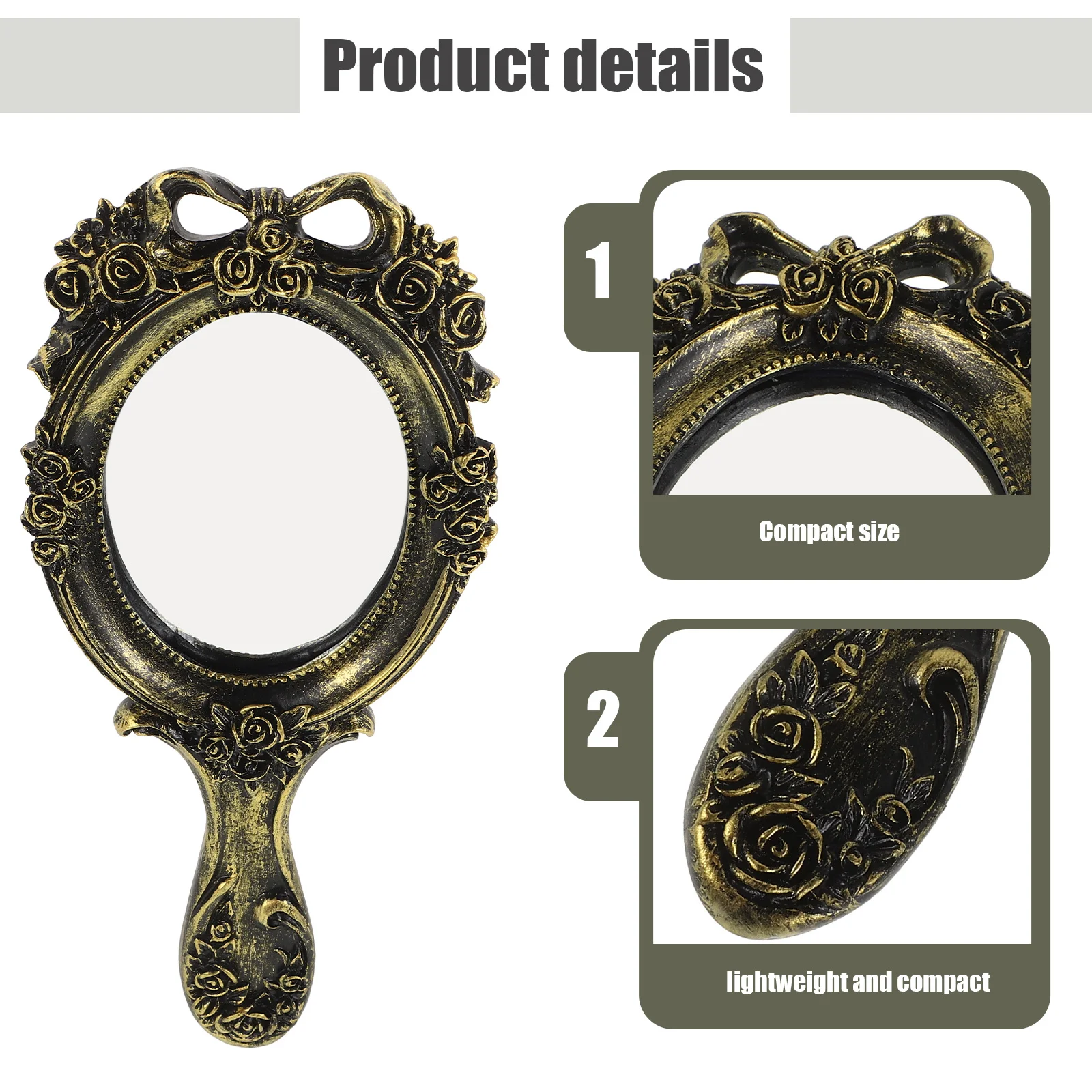 مرآة مكياج كلاسيكية محمولة باليد، تصميم صغير أنيق على شكل فراشة باروكية للنساء أثناء السفر #6