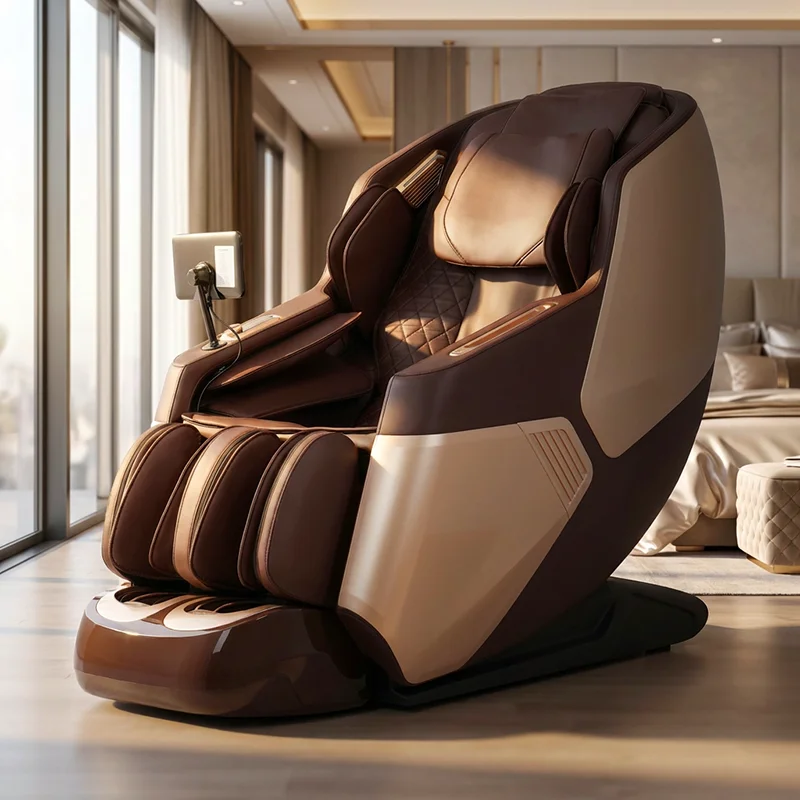 Zero Gravity Smart Massage Chair Body Airbag Wrap Musical Function Modern Ergonomic Home Furniture Featuring Premium Leather