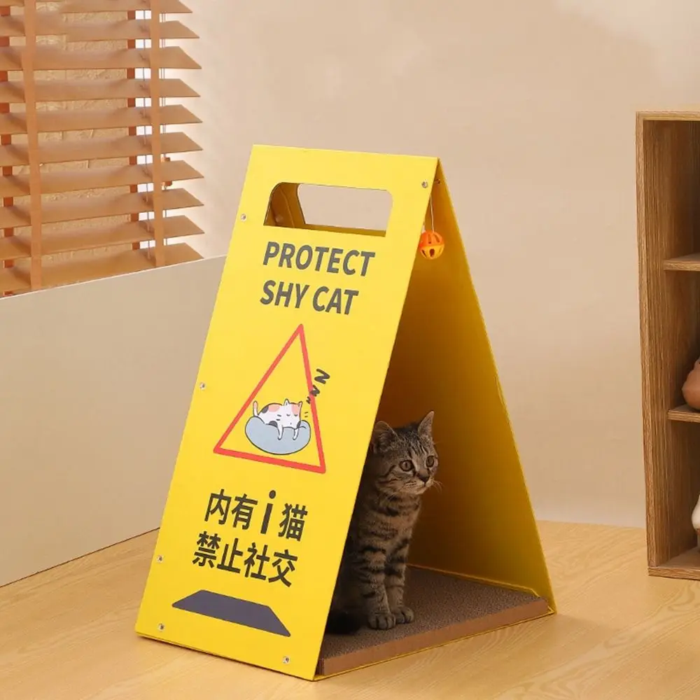 

Corrugated Cardboard Road Sign Cat Scratching Board Semi-Enclosed Foldable Summer Cat House Wear-Resistant Scratch Resistant