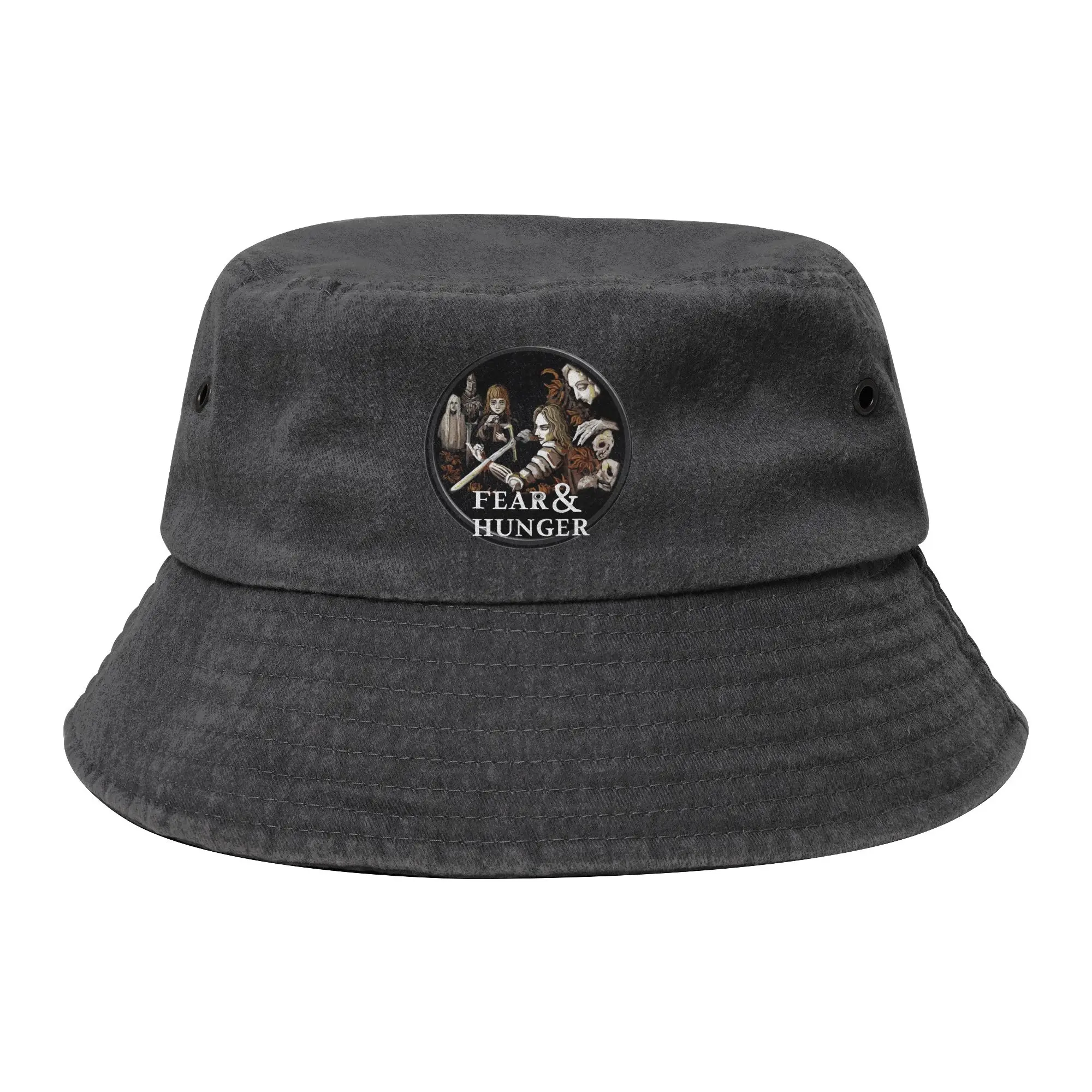 Modny kapelusz typu bucket hat z motywem gry Fear and Hunger, unisex, ochrona UV, do sportów outdoorowych, wędkowania, kapelusz typu bob