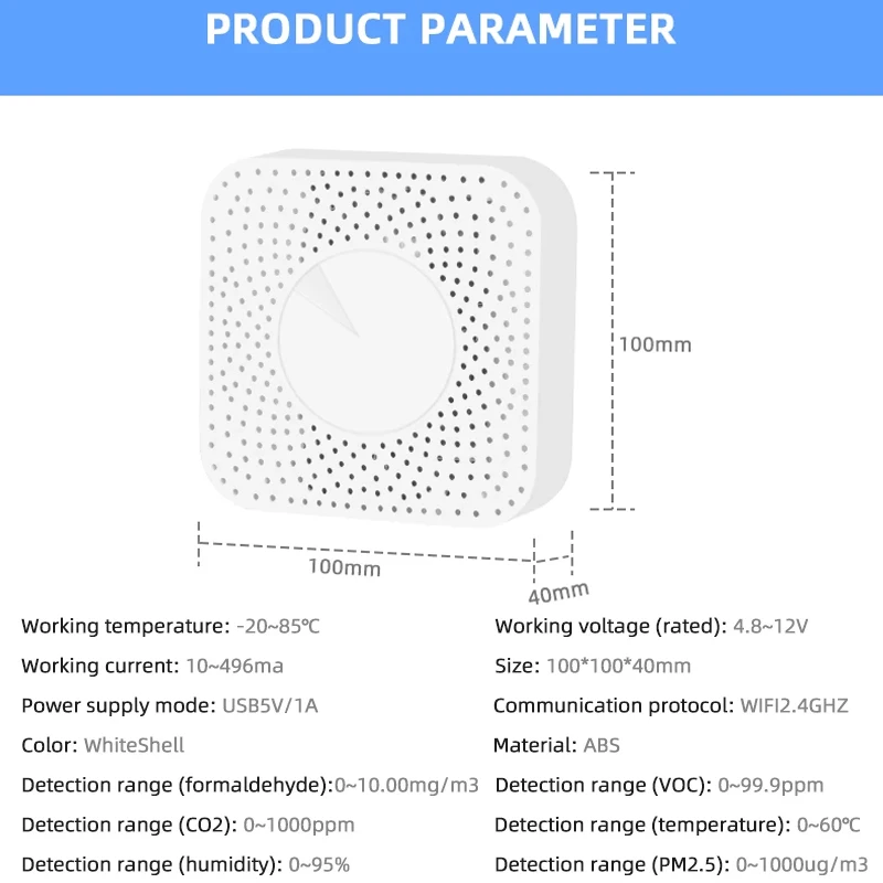 Tuya ZigBee/WiFi Luchtkwaliteit Detector PM2.5 Formaldehyde VOC CO2 Temperatuur Vochtigheid 6in1 Smart Air Box Sensor Via Alexa Google