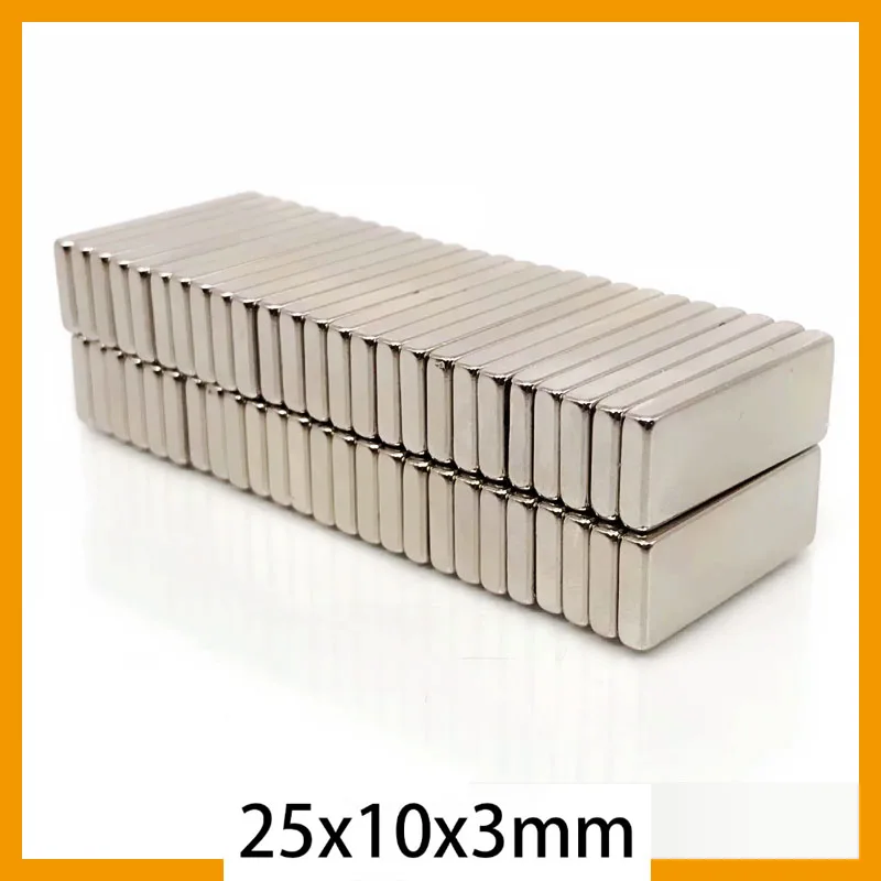 25x10x3mm 5/10/20/50/100/200/500pcs N35 Block Powerful 25mm X 10mm X 3mm Neodymium Square Magnet Permanent Magnetic Imanes