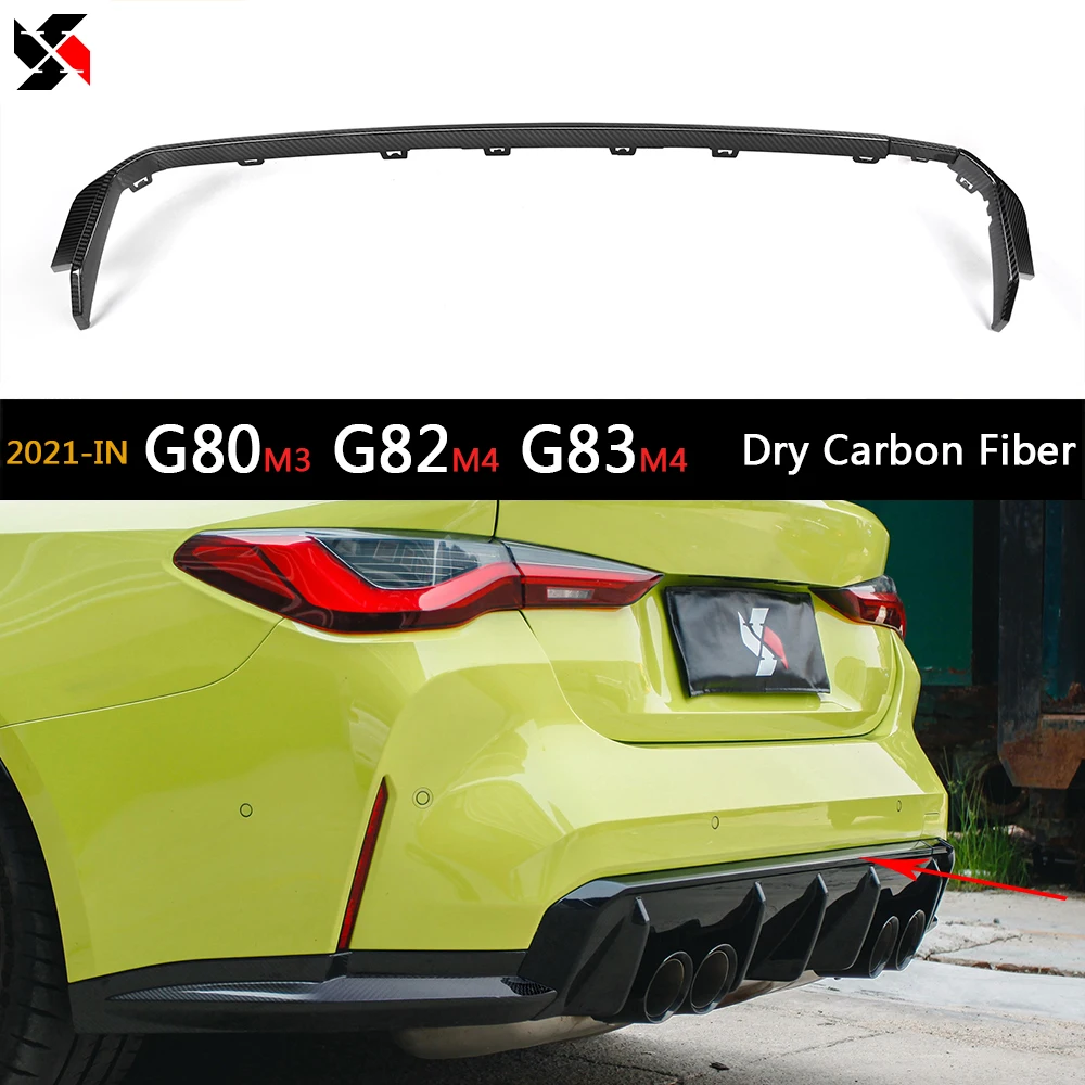 3pcs Car Styling Dry Carbon Rear Bumper Trim Lip Diffuser Protect Cover For BMW M3 Sedan G80 M4 Coupe G82 Convertible G83 2021-