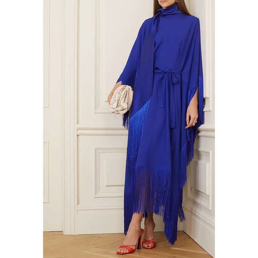 YUMDAI splendida gonna grembiule Dubai abito manica lunga 2023 donna elegante abito formale da festa Arabia saudita blu frangia mamma vestito lungo