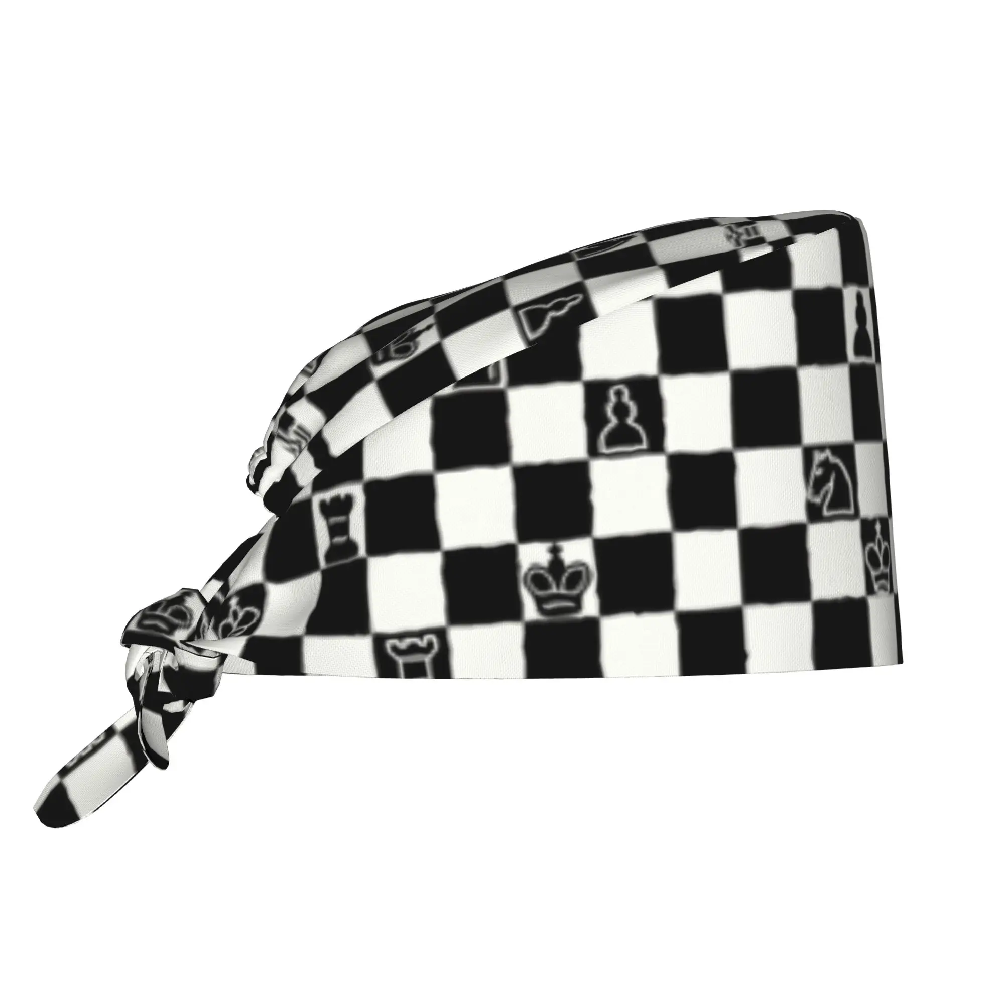 Custom Fashion Chess Cleaning Working Cap Cool Men Women Chessboard Game Scrub Cap Surgicals Hat Nurse Scrubs Hat Nurse