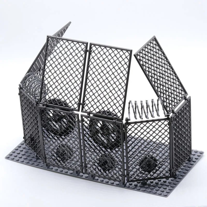 Military Base Barbed Wire Building Block Scene Accessory Maintenance Garage Fence Isolation Net MOC Parts Brick Model