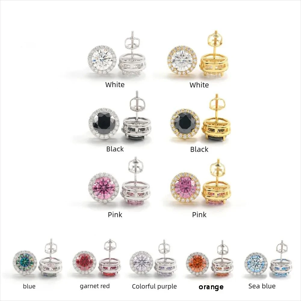 

Серьги-гвоздики с разноцветными бриллиантами, стерлинговое серебро 925 пробы, серьги с муассанитом VVS, ослепительные и сверкающие украшения унисекс