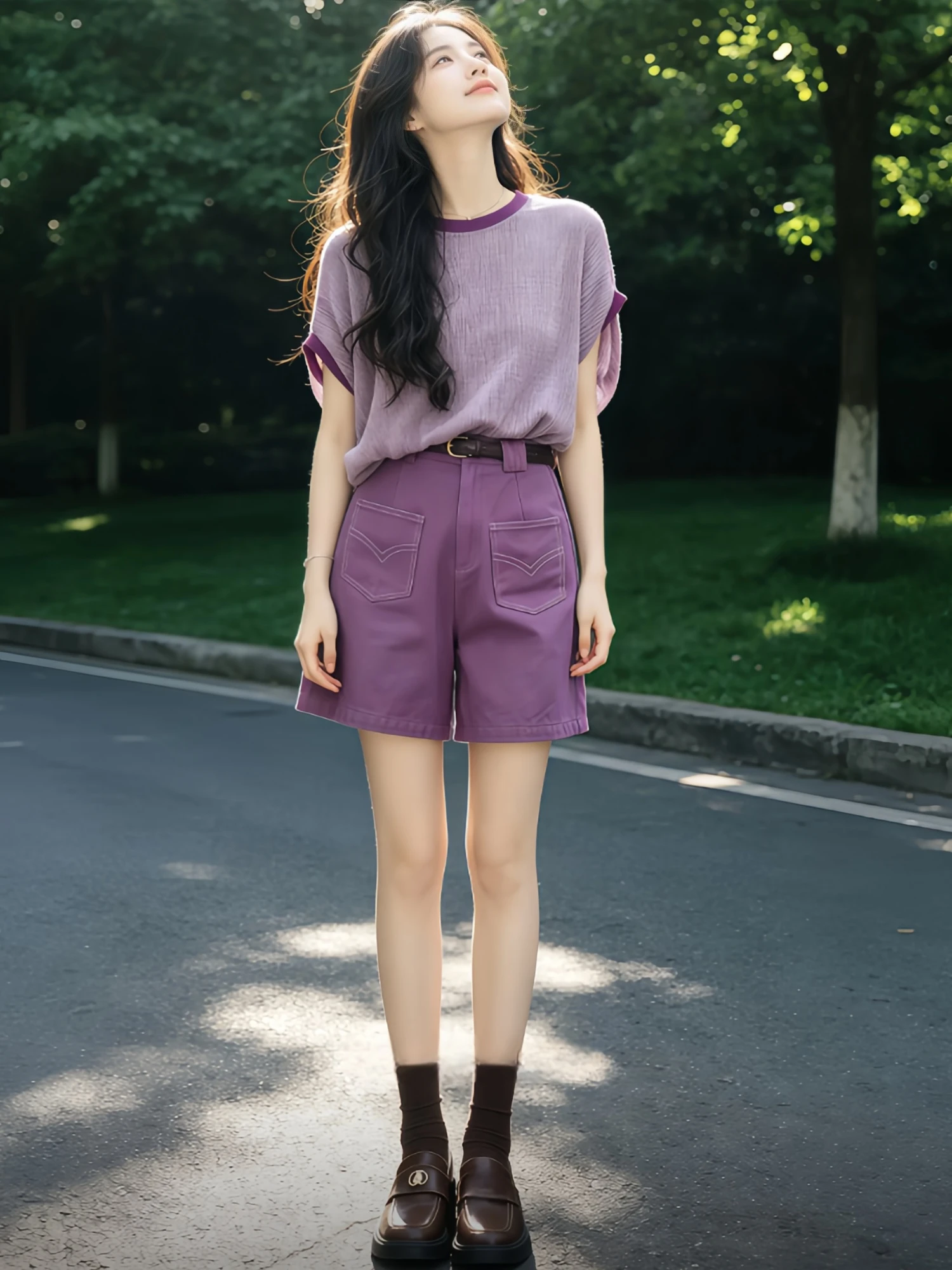 Casual Loose Women's Summer 2026 Fashion Set Short Sleeve T-Shirt Shorts Two-Piece Set Slimming Effect High Waist Shorts