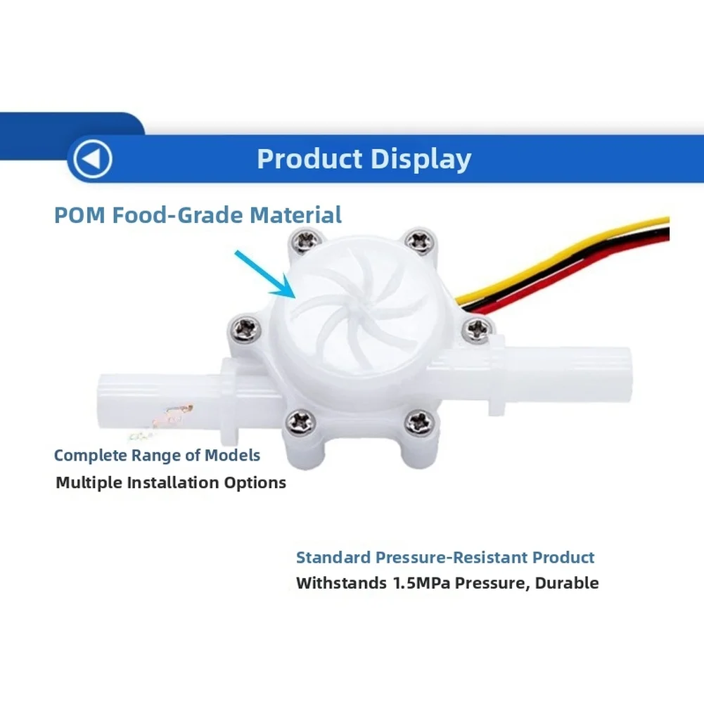 Hall Effect Flow Sensor HZ83K Certified for Dishwasher Applications Flow Range 0.3 to 10 Liters per Minute 5V Input