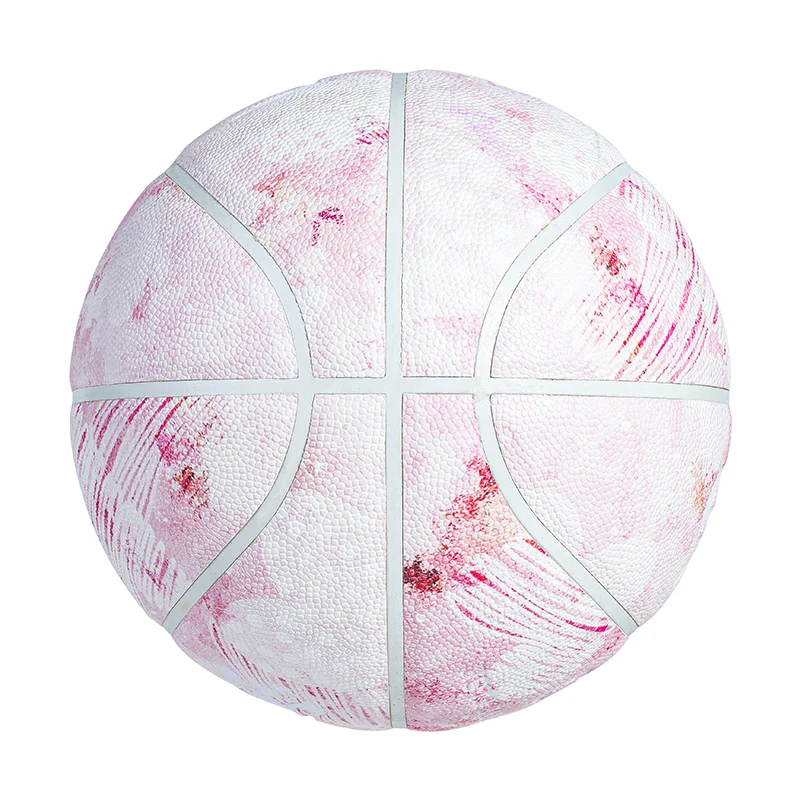 Ballon de basket-ball professionnel en PU rose pour femme, 4 couches, extérieur, mignon, taille officielle 7, financièrement non
