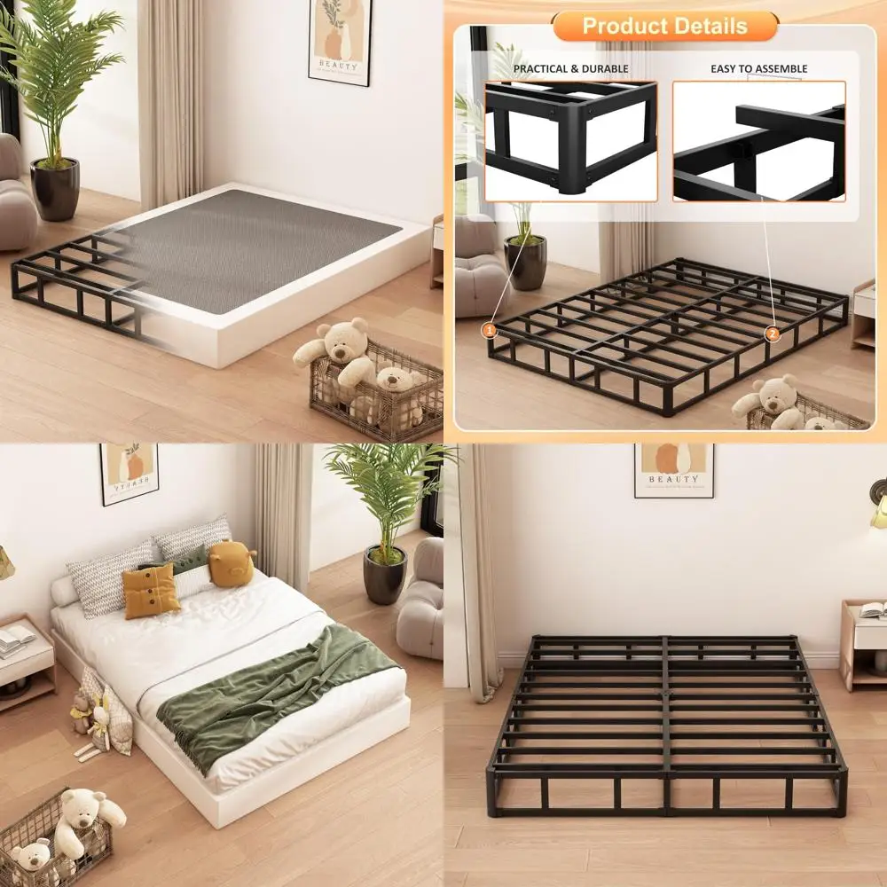 

8 Inch High Profile California King Box Spring with Fabric Cover - Sturdy Mattress Foundation for Easy Assembly
