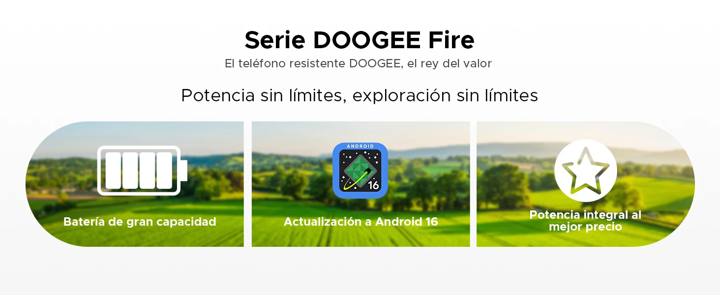 DOOGEE Fire 5 Pro Gemini Ai Rugged Phone 13000mAh Battery Helio G81 24GB RAM (4+20) 128GB ROM 6.6" 90Hz Global Version Smartphones