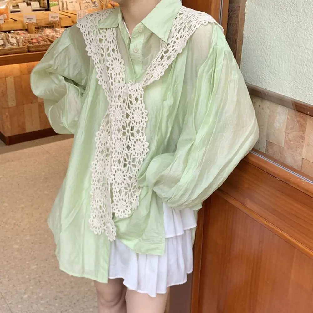 

Flower Hollow Out Crochet Shawl Thin White Hooded Scarves Korean Style Clothes Decoration Blouse Shoulders Fake Collar Women