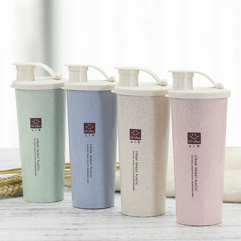 New 450ml Protein Powder Shaker Water Bottle Wheat Straw BPA Free Mixer Sports Fitness Protein Shaker Milk Shake Bottle 1pc