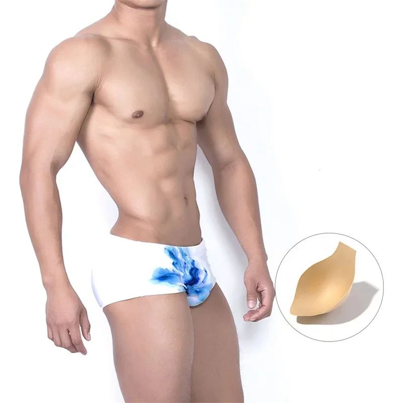 New Men's Swim Boxers Underwear Sexy Fashion Beach Pants Printed Breathable Swimwear Men's Hot Spring Swimming Trunks