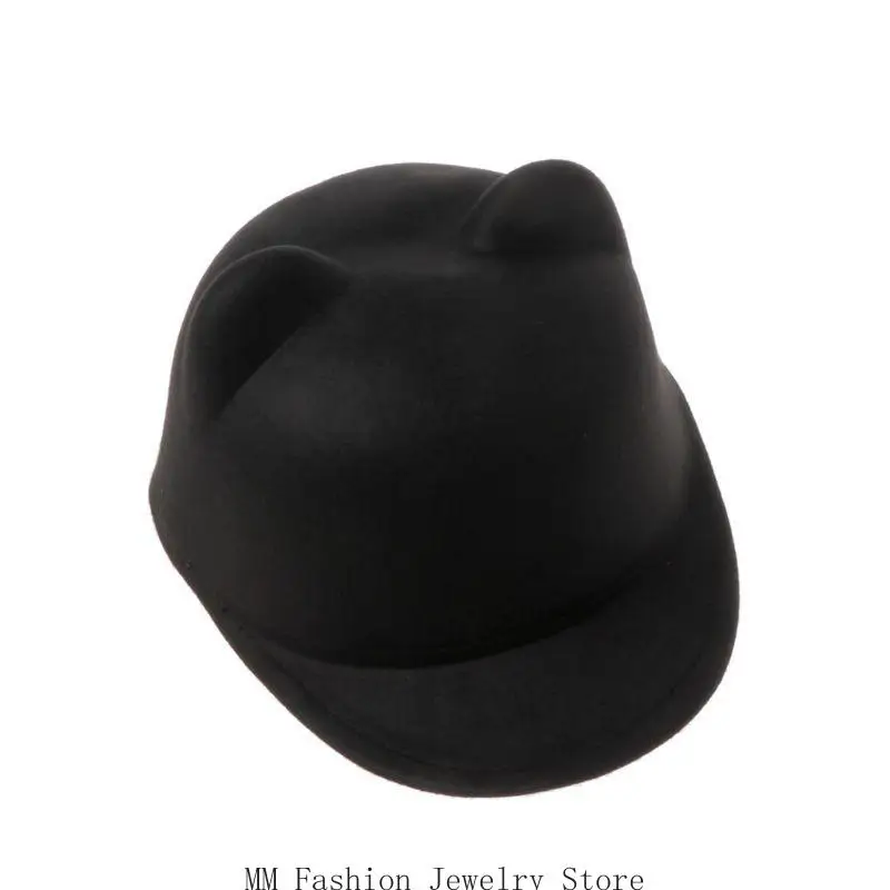 Nieuwe Winter Vrouwen Meisje Derby Duivel Hoed Leuke voor Kat Oren Bolhoed D0UB