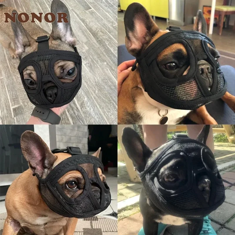 NONOR Pet Dog Muzzles Adjustable French Bulldog Pug Muzzle Dog Face Mask Breathable Muzzle for Anti Stop Barking Supplies