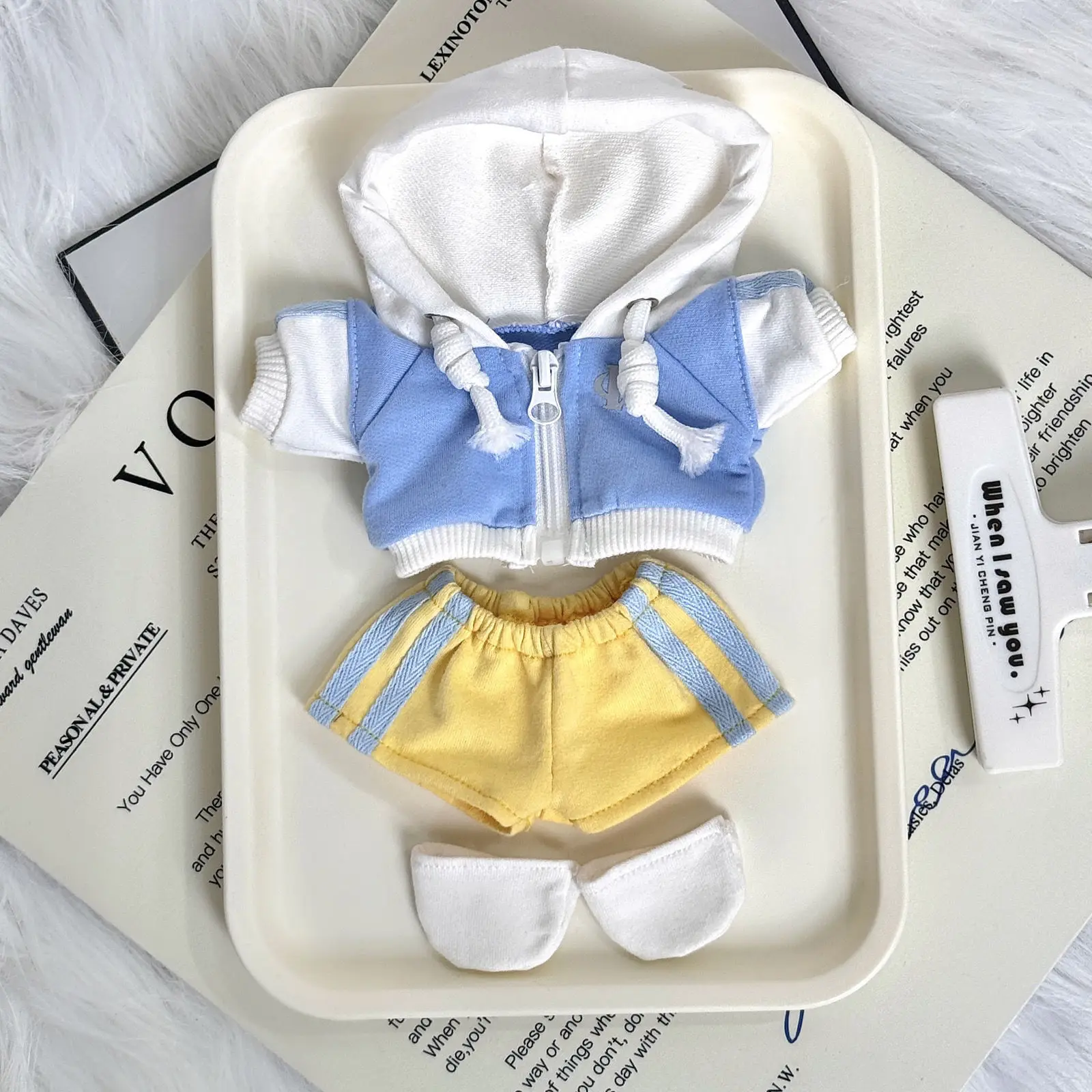 

20cm Doll Clothes Cool Guy Socks Hat Lightning Headphones Casual Fashion Costume Suit Doll Accessories Anime Figure Toy Kids