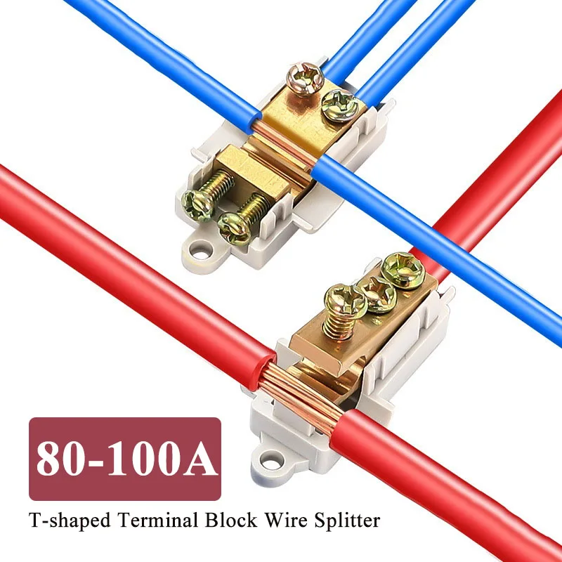 T-shaped Connector Wire Splitter 80-100A High-power No Disconnection Required Terminal Block 1 in 2 out Quick Connect Clamp Plug