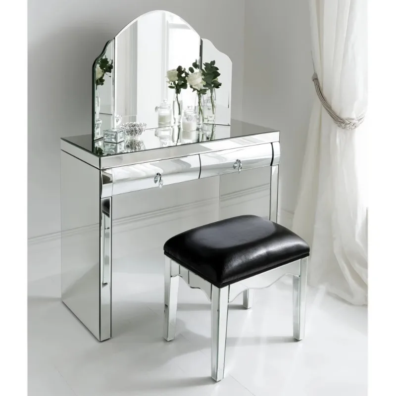 Modern Mirror Dresser Set Dresser 2 Drawers Storage Bedroom Furniture Home Hotel