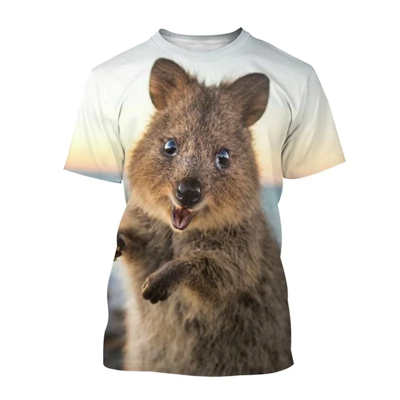 Australia Quokka T-Shirts For Men Casual Animal Graphics 3D Print Women Classic Tee Round Neck Short Sleeve Tops Kids Clothing