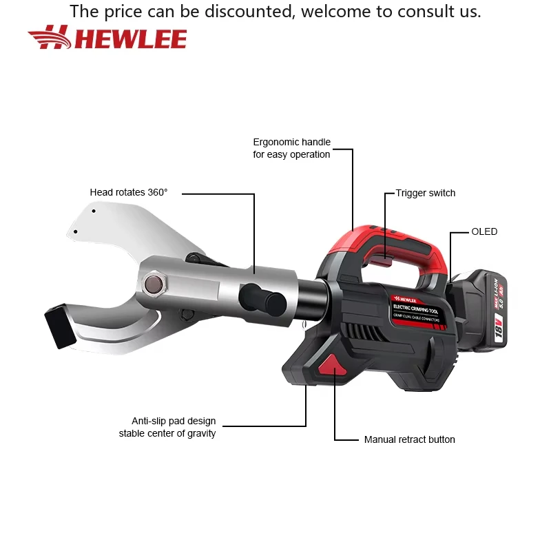 

HEWLEE Automatic 110-240V Hydraulic Cable Cutter Energy System HL-85K Battery Powered Wire Cut Machine