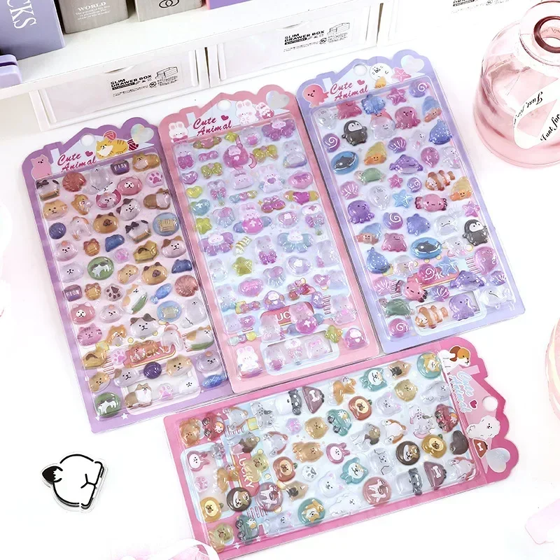 3D ステレオ甘い動物スクラップブックジャーナルステッカーゼリーキャンディーカラー漫画文房具ステッカー DIY 装飾ノートパソコン電話ステッカー