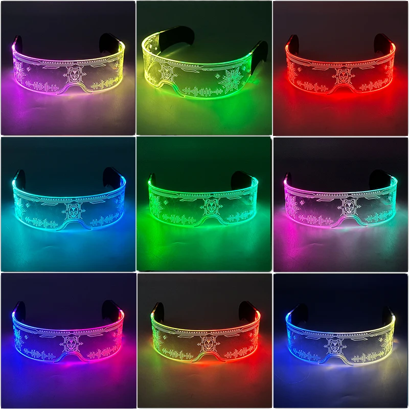 Acryl-LED-Leuchtbrille Neon-Fluoreszenz-Brille Cosplay-Requisiten Leuchtende Lichtbrille Tanzkostüm – Detail 1