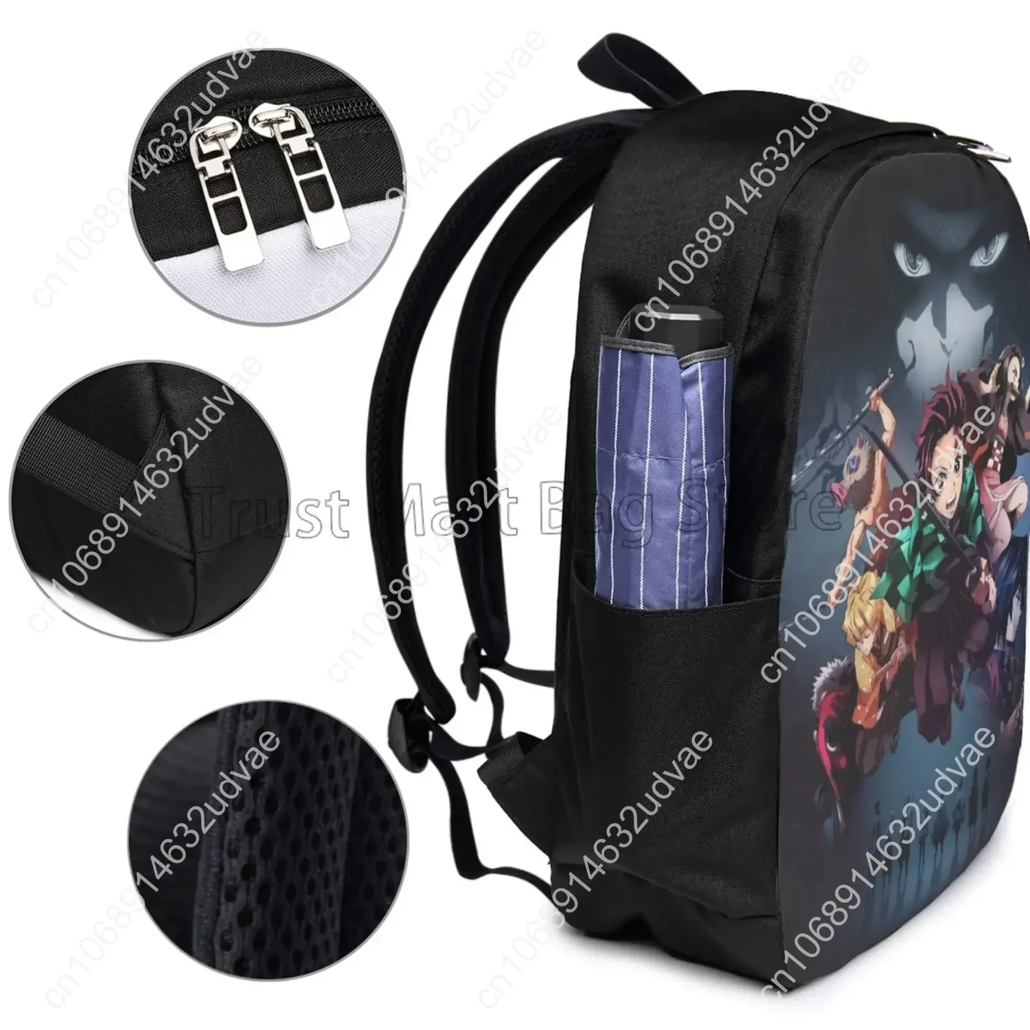 Cute Anime Backpack Travel Business Casual Daypack Lightweight 17inch Laptop Bag Classic Anime Bookbag with USB Charging Port