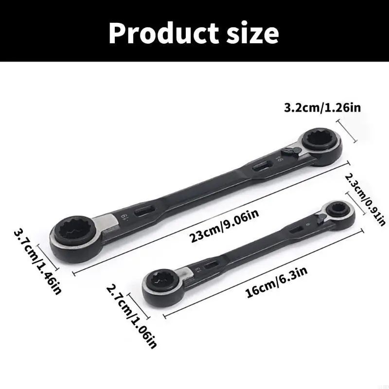 

2Pcs 4 In 1 Wrench Car Repair Tool Vehicle Maintenance With Ergonomic Handle
