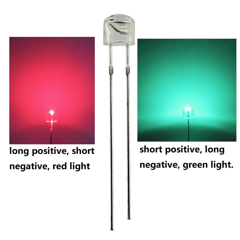 100Pcs F5/5mm Straw Hat Shape Red and Green Borderless Bi-Colour High Brightness LED Traffic Indicators light-emitting diode