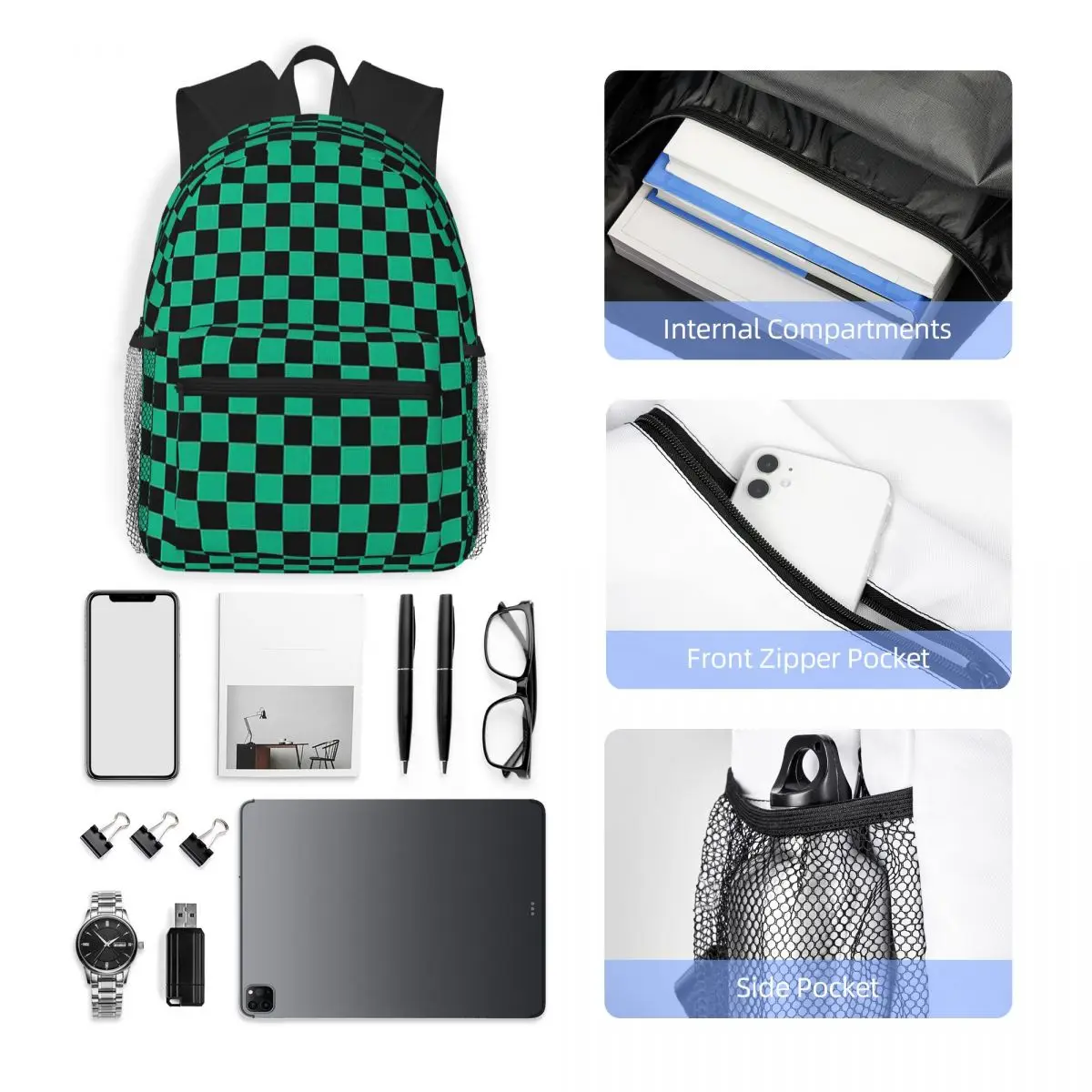 Nezuko Kimono Demon Slayer Kimetsu No Yaiba Anime Studente Zaino Borsa da scuola Zaino da trekking per uomo Donna Bookbag Borse a tracolla