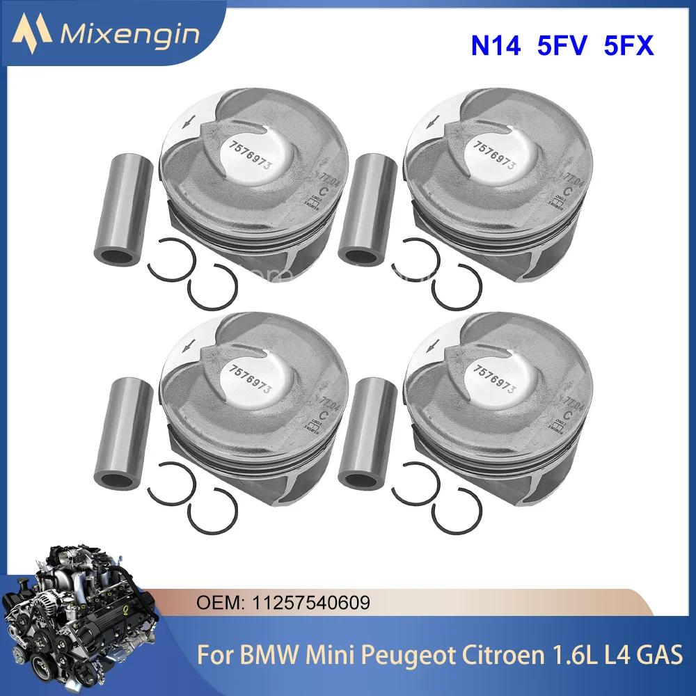 Детали двигателя, 4 шт., комплект поршней и колец Φ7,0 мм, подходят для N14 5FV 5FX 1,6 L GAS для 2007-2021 BMW Mini Peugeot Citroen 1,6T 11257540609 Детали двигателя, 4 шт., комплект поршней и колец Φ7,0 мм, подходят для N14 5FV 5FX 1,6 L GAS для 2007-2021 BMW Mini Peugeot Citroen 1,6T 11257540609