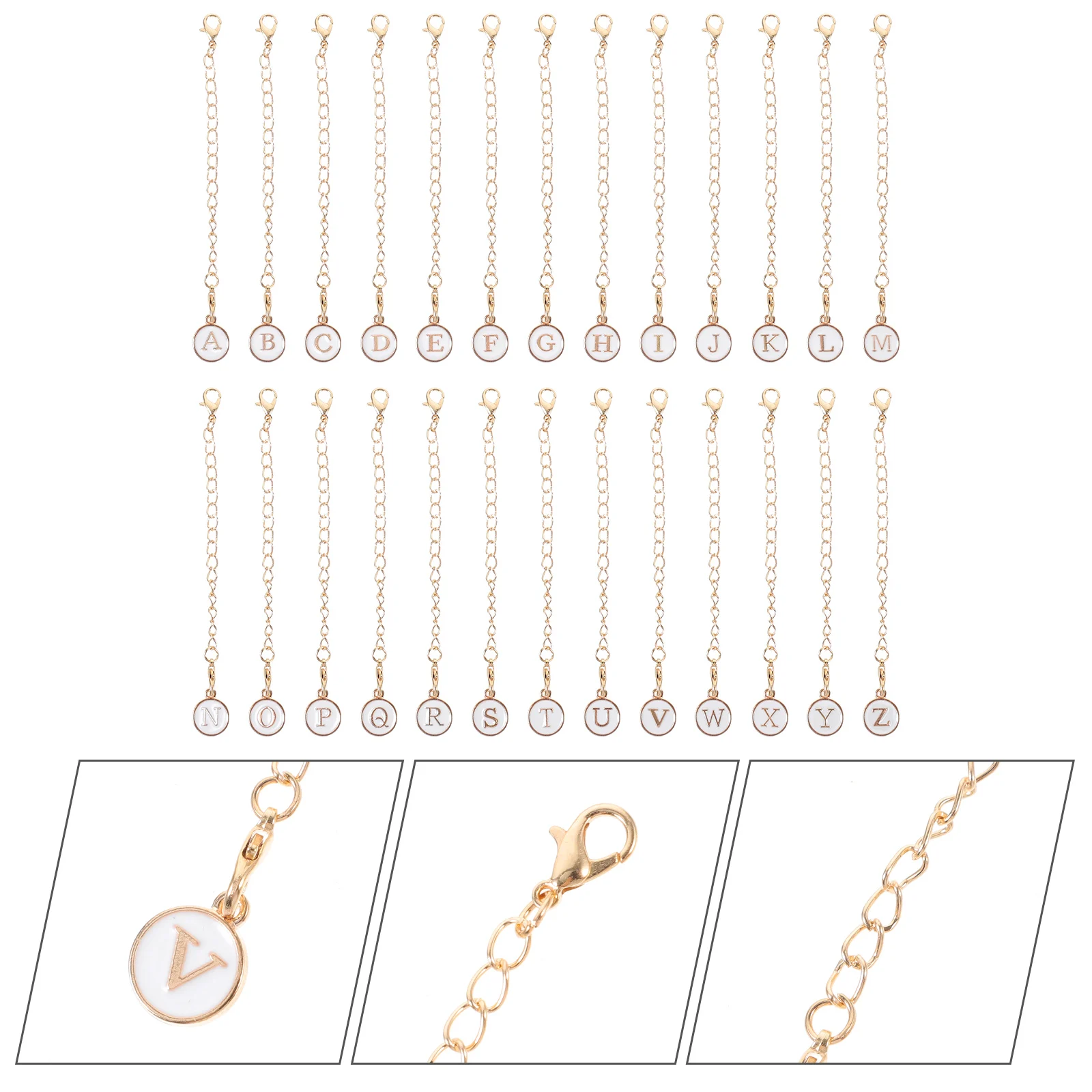 

26pcs Water Bottle Letter Charm Chain Decorative Tumbler Cup Chain Sturdy Metal Keychain Pendant Lightweight Fashion Letter