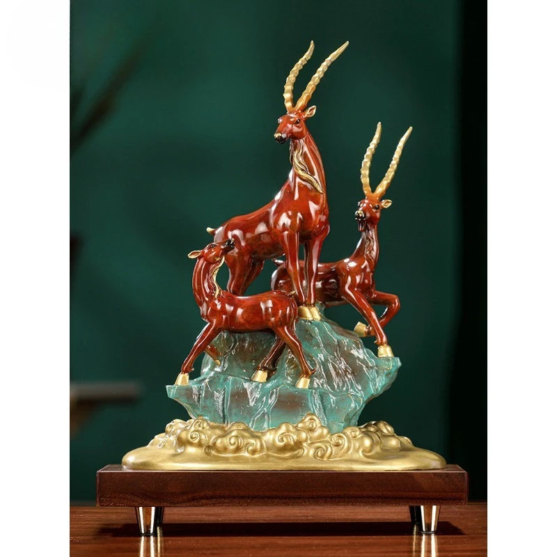 

Sanyang Kaitai zodiac sheep ornament brass living room Chinese entrance decoration