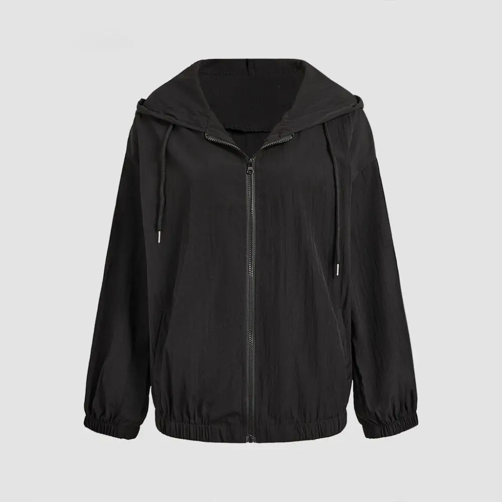 الرباط بأكمام طويلة مقنعين واقية من الشمس فضفاضة رقيقة بلوزات للنساء الملابس الكورية Ins الخريف سستة معطف أعلى #4