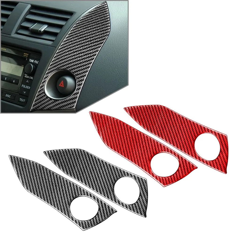 

2Pcs Carbon Fiber Car Emergency Warning Light Switch Cover Trim Decoration For Toyota RAV4 2006 2007 2008 2009 2010 2011 2012